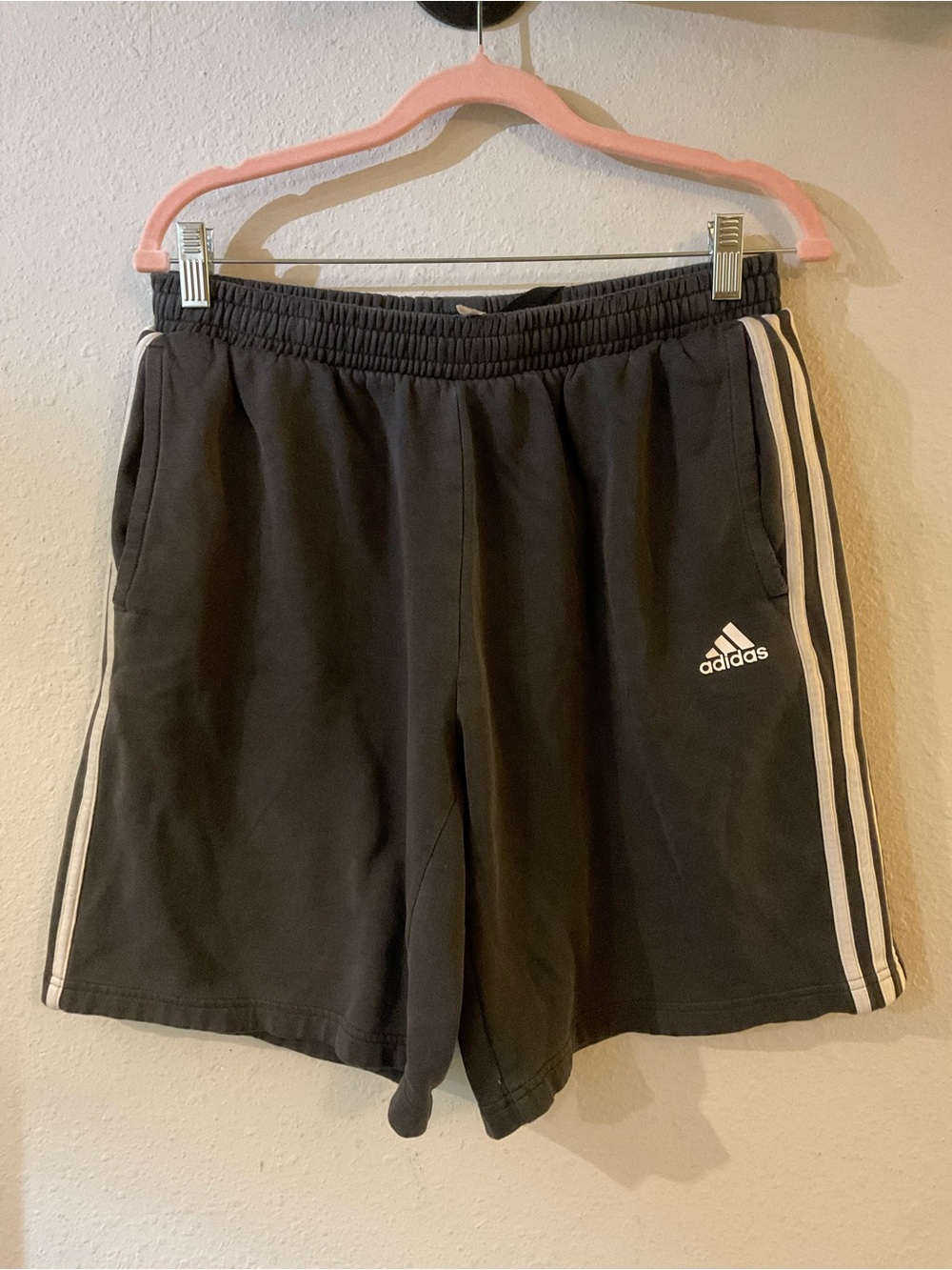 adidas Black Athletic Shorts with White Side Stripes